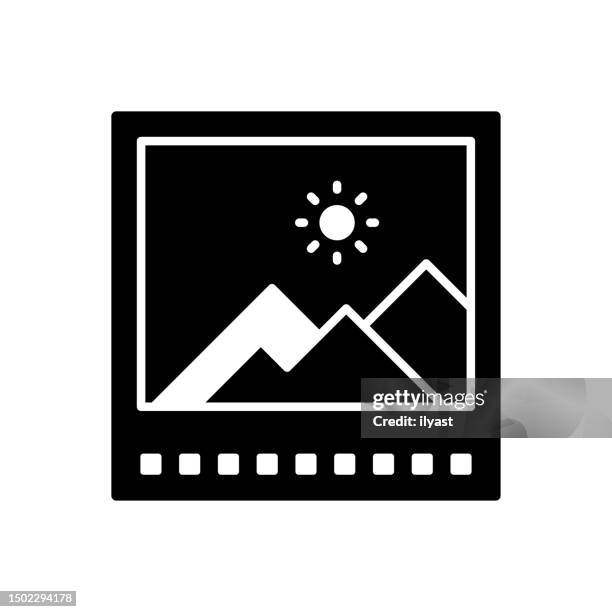 photographic journey black line & fill vector icon - summit logo stock illustrations