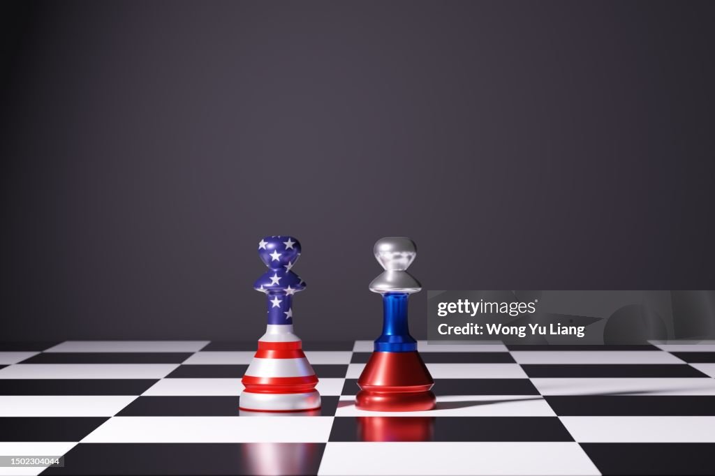 Chess with Russia vs USA flag