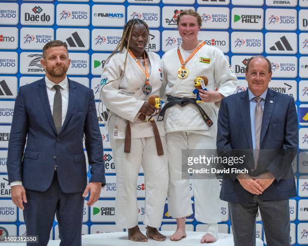 The o78kg medallists after receiving their medals. Left, silver medalist, Oceane Baba Boura of France and right, gold medalist, Christi-Rose...