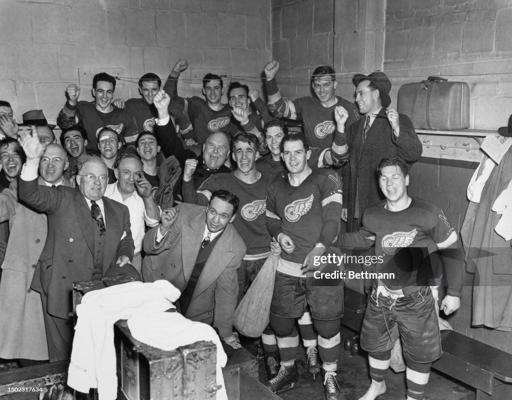 Detroit Red Wings Celebrating Stanley Cup Win
