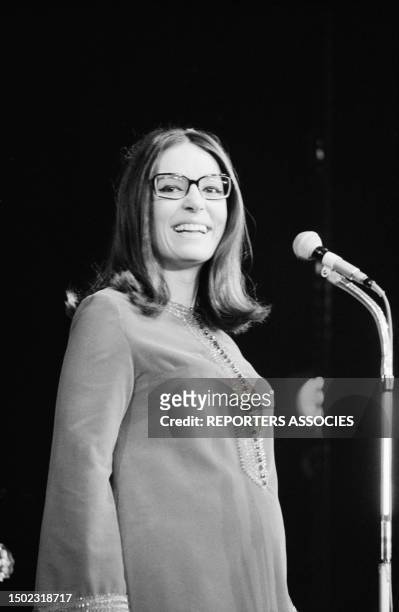 Singer Nana Mouskouri At Olympia Music Hall In Paris, October 25, 1967.