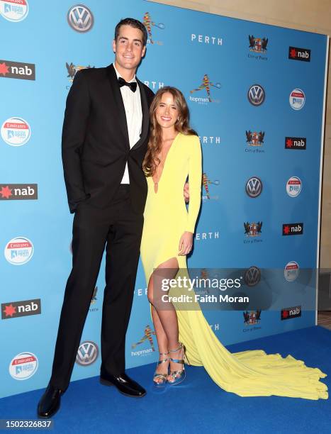 John Isner and Madison McKinley Isner arrive at the Hopman Cup players ball on January 3, 2015 in Perth, Australia.