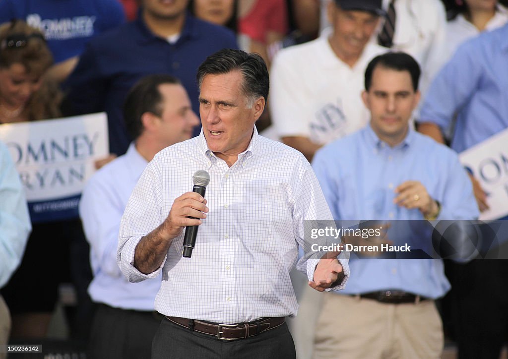 Presidential Candidate Mitt Romney Campaigns with His Vice Presidential Pick Rep. Paul Ryan