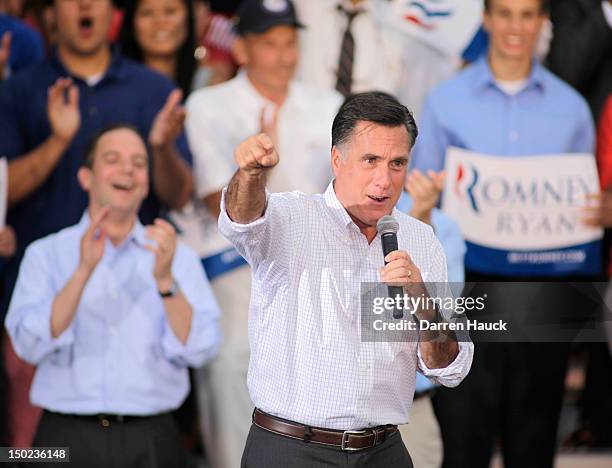 Republican presidential candidate and former Massachusetts Gov. Mitt Romney speaks to supporters during a campaign event at the Waukesha Expo Center...