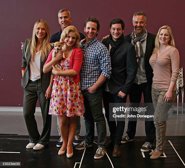 Erika Heynatz, Jerry Mitchell, Lucy Durack, David Haris, Rob Mills, Cameron Daddo and Helen Dallimore attend the first day of rehearsals for the...