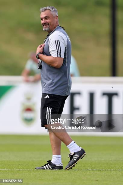 Head coach Thomas Reis of Schalke attends a training session at Parkstadion on June 26, 2023 in Gelsenkirchen, Germany. FC Schalke 04 returned to...