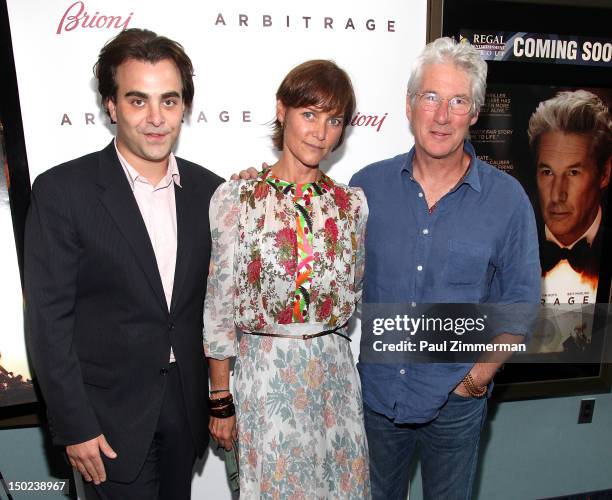 Director Nicholas Jarecki, Carrie Lowell and Richard Gere attend "Arbitrage" screening at UA East Hampton Theater on August 12, 2012 in East Hampton,...