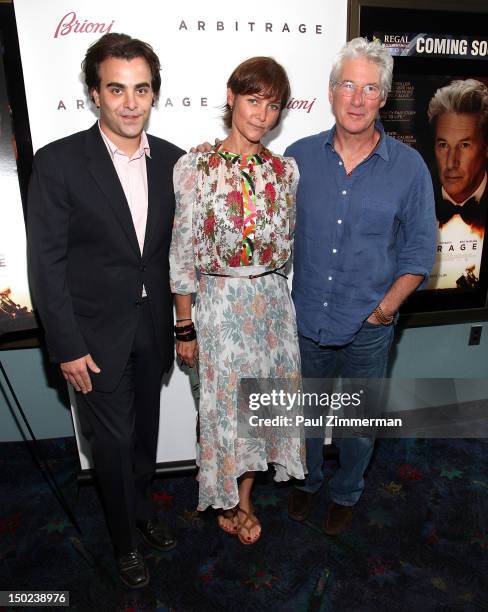 Director Nicholas Jarecki, Carrie Lowell and Richard Gere attend "Arbitrage" screening at UA East Hampton Theater on August 12, 2012 in East Hampton,...