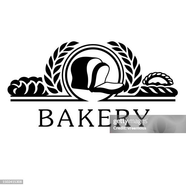 bread and bakery sign logo - bread stock illustrations