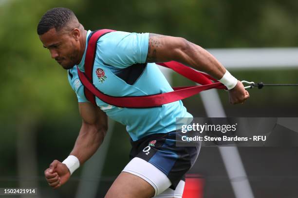 Anthony Watson of England trains during the England training session held at The Lensbury on June 26, 2023 in Teddington, England.