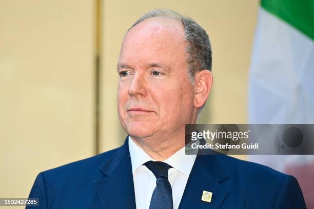 Prince Albert II of Monaco is seen during a visit to the Grimaldi Historic Sites of Monaco on June 26, 2023 in Pianezza, Italy. Prince Albert II of...