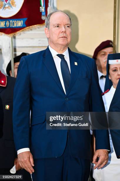 Prince Albert II of Monaco is seen during a visit to the Grimaldi Historic Sites of Monaco on June 26, 2023 in Pianezza, Italy. Prince Albert II of...