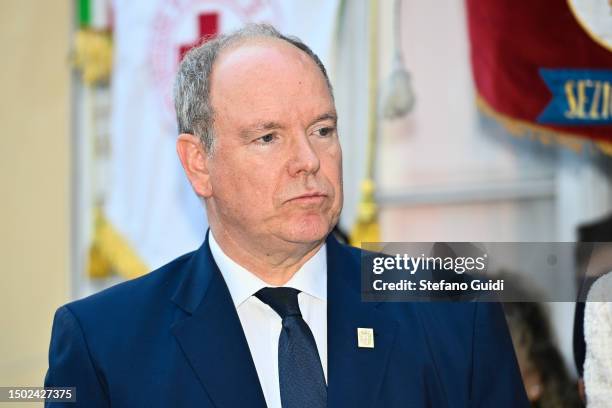 Prince Albert II of Monaco is seen during a visit to the Grimaldi Historic Sites of Monaco on June 26, 2023 in Pianezza, Italy. Prince Albert II of...