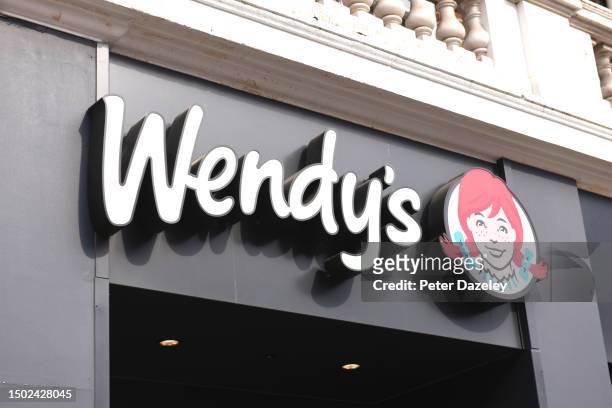 June 2023: Wendy's store sign External Store Sign London, England.