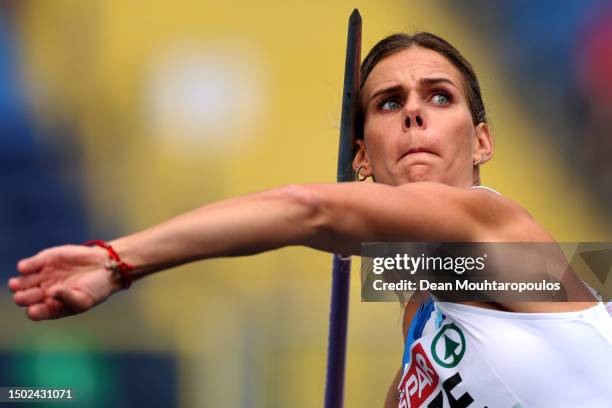 Nikola Ogrodnikova of Czech Republic competes in the Women's Javelin Throw - Div 1 at the European Team Championships 2023 during day six of the...