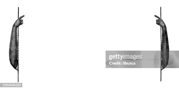 antique image from british magazine: blank sign with hands - human limb stock illustrations