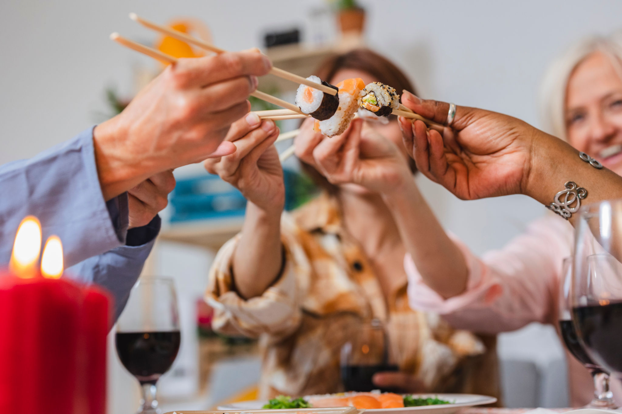 friends making sushi