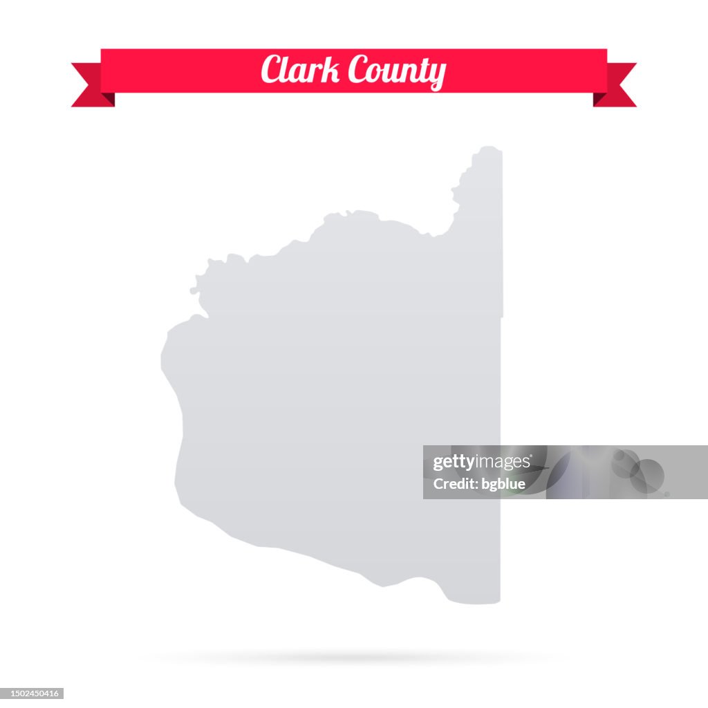 Clark County, Washington. Map on white background with red banner