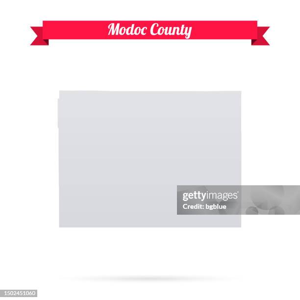 modoc county, california. map on white background with red banner - modoc county california stock illustrations