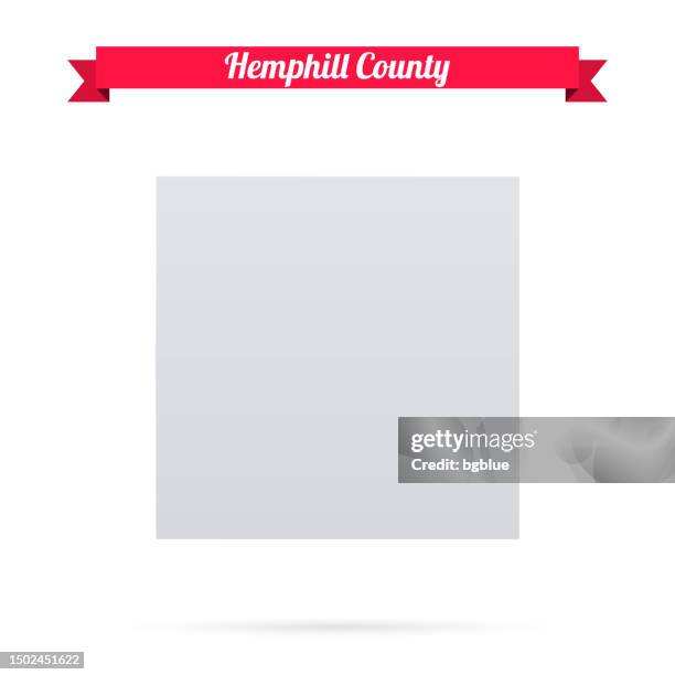 hemphill county, texas. map on white background with red banner - texas map flag stock illustrations