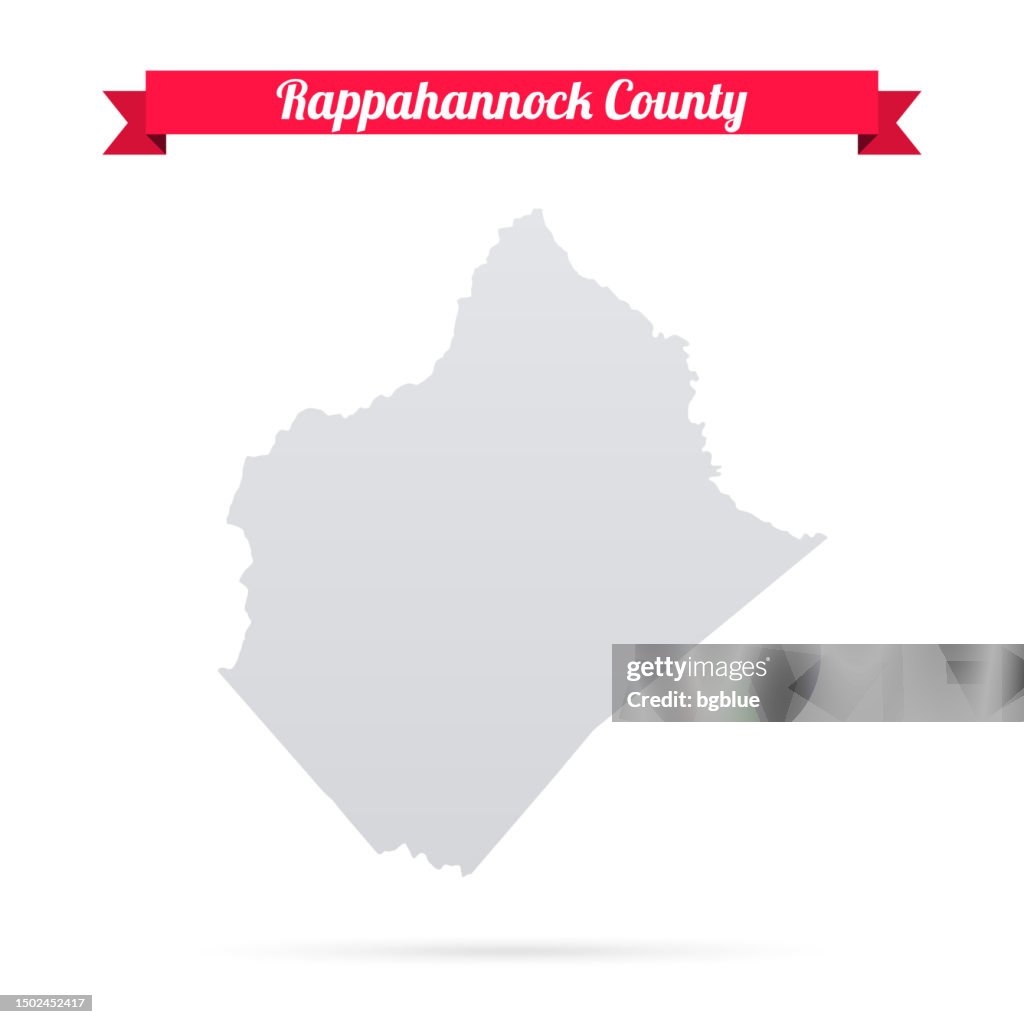 Rappahannock County, Virginia. Map on white background with red banner