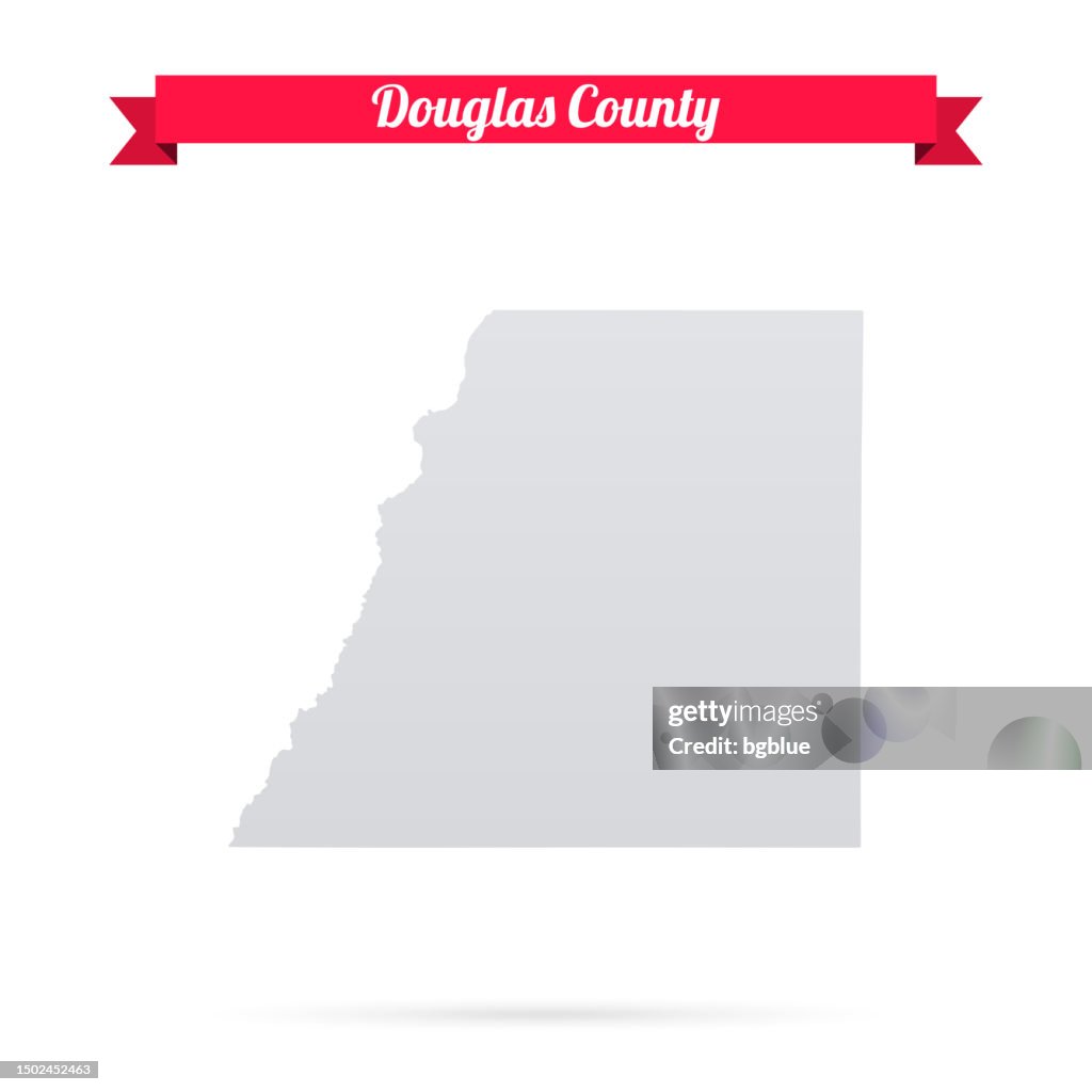 Douglas County, Colorado. Map on white background with red banner