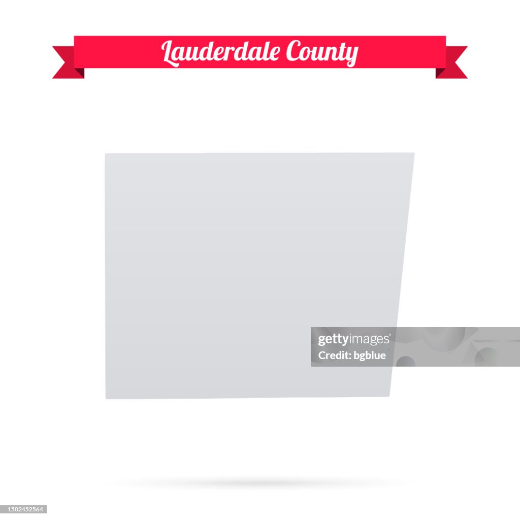 Lauderdale County, Mississippi. Map on white background with red banner