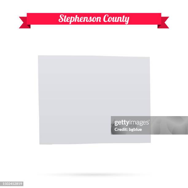 stockillustraties, clipart, cartoons en iconen met stephenson county, illinois. map on white background with red banner - freeport illinois