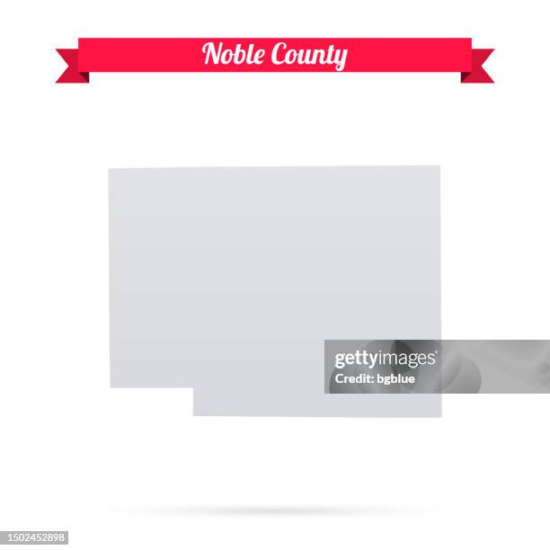 noble county, indiana. map on white background with red banner - indiana outline stock illustrations