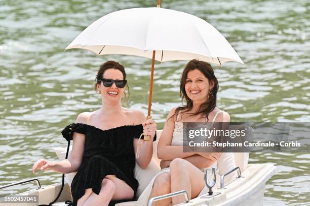 Claire Foy and Laetitia Casta attend the "Le Chouchou" Jacquemus' Fashion Show at Chateau de Versailles on June 26, 2023 in Versailles, France.