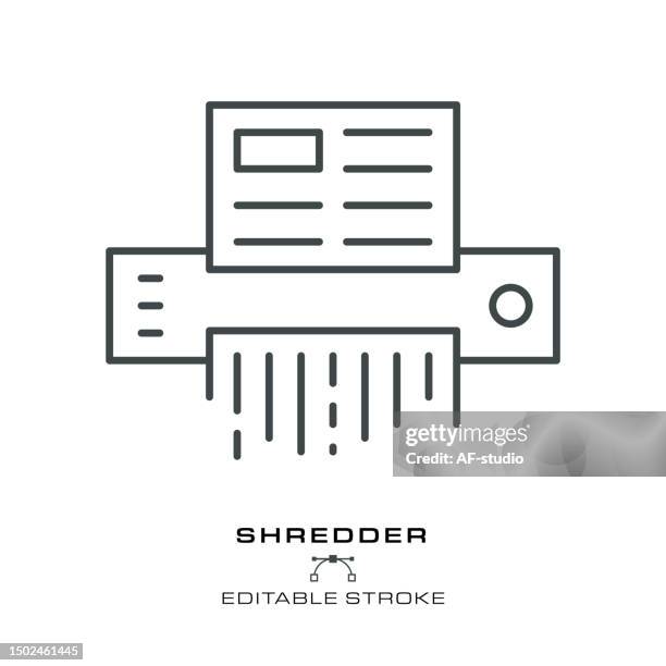 shredder icon - editable stroke - document shredding stock illustrations