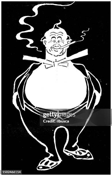 antique image from british magazine: man smoking - cigarette packet stock illustrations