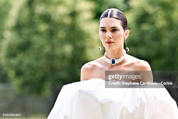 Kendall Jenner walks the runway during "Le Chouchou" Jacquemus' Fashion Show at Chateau de Versailles on June 26, 2023 in Versailles, France.