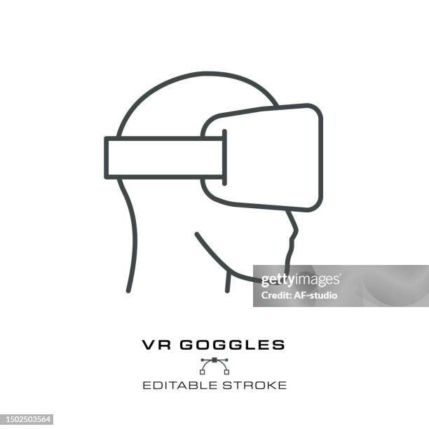 vr goggles icon - editable stroke - vr headset isolated stock illustrations