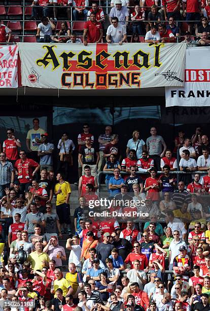 Arsenal fans during a Pre-Season Friendly game against FC Cologne at Rhein Energie Stadium on August 12, 2012 in Cologne, Germany.