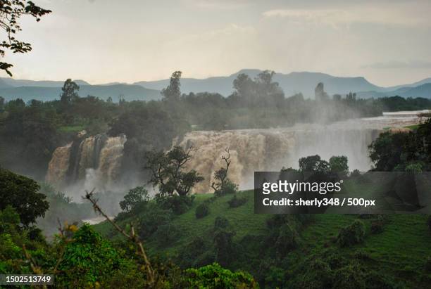 scenic view of waterfall against sky,ethiopia - horn of africa stock pictures, royalty-free photos & images