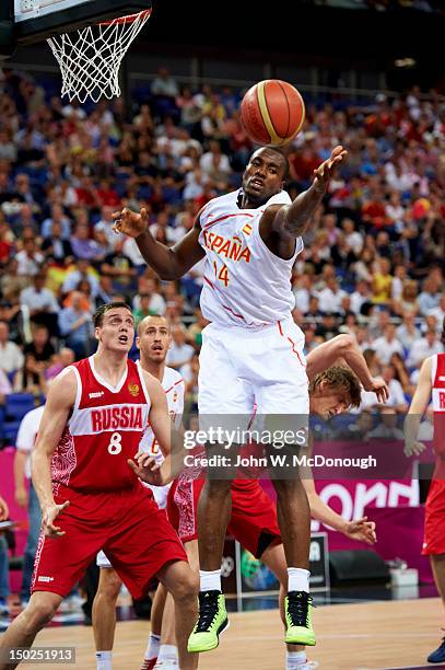 Summer Olympics: Spain Serge Ibaka in action vs Russia at Men's Semifinals at North Greenwich Arena. London, United Kingdom 8/10/2012 CREDIT: John W....