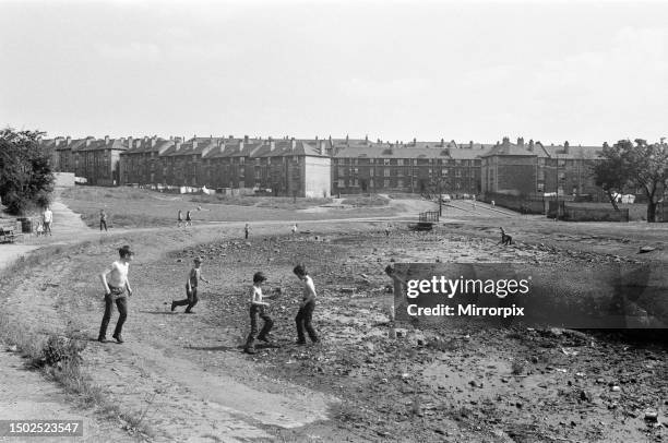 Children playing in the Blackhill area of Glasgow, Scotland. 22nd July 1971.