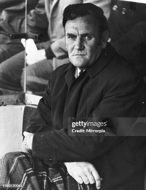 Don Revie, Leeds football manager, watching the game against Leicester. November 1971.