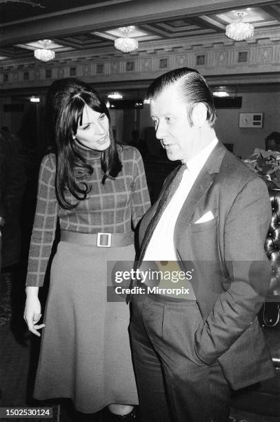 Julia and Eric Morley, British TV host and the founder of the Miss World pageant and Come Dancing TV programme, attending a press reception at the...