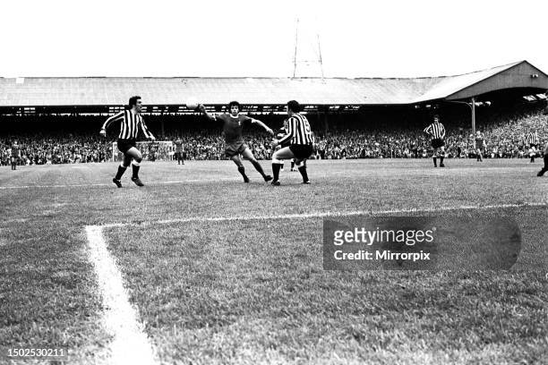 Newcastle United v Liverpool at St James's Park, . Bob Moncur, Kevin Keegan amd Ollie Burton. The Sixties and Seventies saw a generation of football...