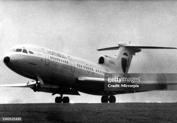De Havilland Trident airliner, later to be known as the Hawker Siddeley Trident, seen here in Northeast Airlines livery. This aircraft screams into...