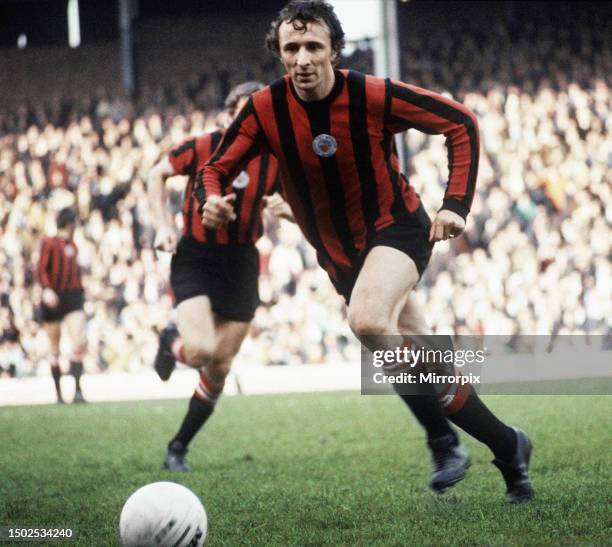 English League Division One match. Huddersfield Town 1 v Manchester City 1. City's Mike Summerbee in action. 30th October 1971.