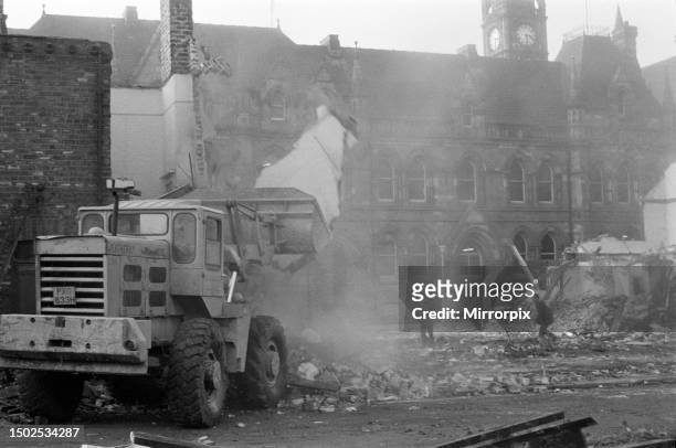 Homes demolition to make way for town hall. Middlesbrough, circa 1971.