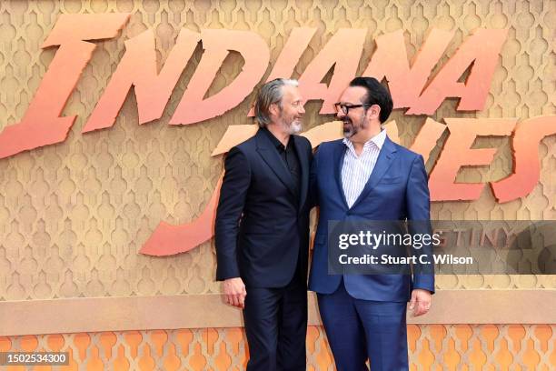 Mads Mikkelsen and James Mangold attend the "Indiana Jones And The Dial Of Destiny" UK Premiere at Cineworld Leicester Square on June 26, 2023 in...