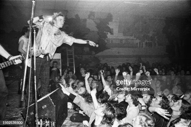 Punk band Sex Pistols in concert in Holland Dec 1977 .
