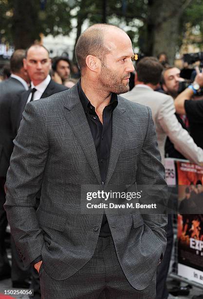 Actor Jason Statham attends the UK Film Premiere of 'The Expendables 2' at Empire Leicester Square on August 13, 2012 in London, United Kingdom.