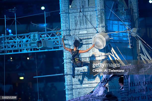 Summer Olympics: Overall view of "A Day in the Life of London" opening scene performance at Olympic Stadium. London, United Kingdom 8/12/2012 CREDIT:...