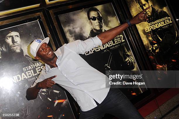 Usain Bolt attends the UK premiere for The Expendables 2 at Simpsons On The Empire Leicester Square on August 13, 2012 in London, England.