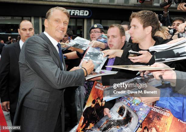 Actor Dolph Lundgren attends the UK Film Premiere of 'The Expendables 2' at Empire Leicester Square on August 13, 2012 in London, United Kingdom.